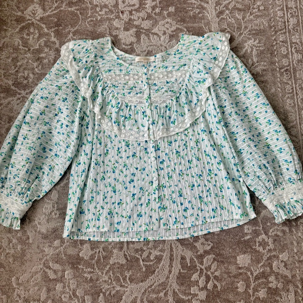 Love Shack Fancy Floral Ruffle Top